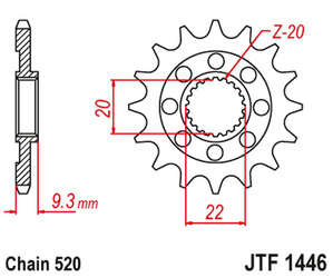 Zębatka przednia 2146 13 kawasaki kxf 250 '06-'17 (214613jt) (łańc. 520)