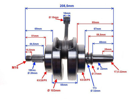 Wał korbowy silnik 156 FMI silnik Yingang CB125