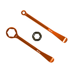 KOMPLET ŁYŻEK DO OPON ALU KUTE Z KLUCZAMI OCZKOWYMI 32, 22, 12, 10 MM KOLOR POMARANCZOWY