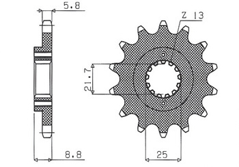 Zębatka przednia 525 15 kawasaki zxr 400, kle 500 '91-'96 (-1), gpz 500s (-1) (jtf512.15) (łańc. 520) (52515jt)