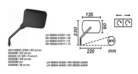 Lusterko Lewe Suzuki Gs 500/550/650/450/1100 1980-2007 Power Force