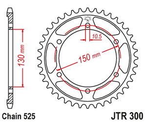 Zębatka tylna 300 47 honda xl600v transalp '87-'99, xl700v '08-'13 (30047jtzbk) (łańc. 525) kolor czarny