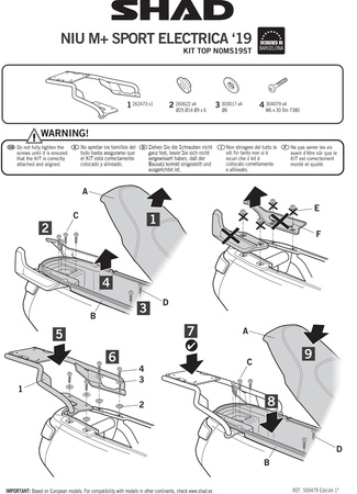 Stelaż kufra tylnego Shad do NIU M+ Sport Eléctrica (2019)