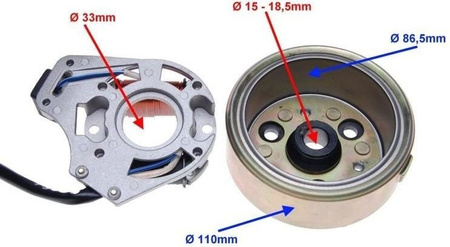 Stator koło magnesowe motorower 139FMB 4T Kinroad Chopper XT50Q King Łoś