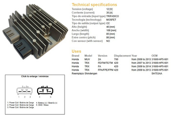 Dze regulator napięcia honda trx420 '07-'14 (35a) (31600-hp5-601) (sh753aa) (esr318)