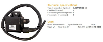 Dze cewka zapłonowa suzuki lt80 quad sport '87-'01 (33410-40b00)