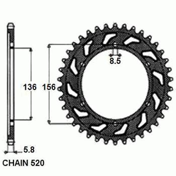 Zebatka napedzana stalowa sunstar sunr1-3631-45