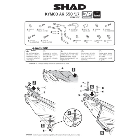 Stelaż do kufrów bocznych Shad 3P do Kymco AK550