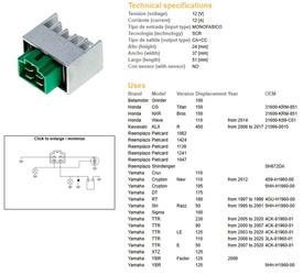 Dze regulator napięcia yamaha ybr 125 ( tzr 50 ) (5hh-h1960-00) (12a)