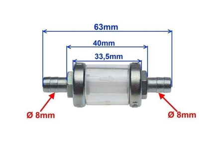 Filtr Paliwa Metalowy Mały Fi 8 Mm O.M.G