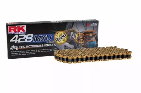 ŁAŃCUCH NAPĘDOWY (ENDURO) GB428MXU-136 (U-RING) ZAPINKA (CL) W ZESTAWIE KOLOR ZŁOTY (POJEMNOŚĆ: DO 150 CCM) (27 KN)