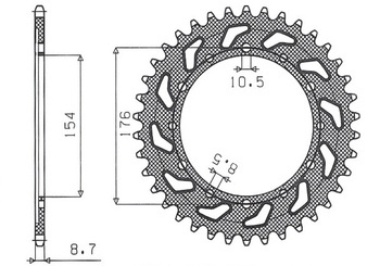 Zębatka tylna 4434 43 honda vfr750, vfr800 v-tec '02-'14, vfr800x crossrunner '11-'15 (jtr1340.43) (łańc. 530) (443443jt)