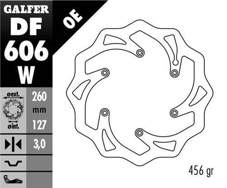 Tarcza hamulcowa przód ktm sx/ex, husaberg,husqvarna,gas gas wave (260x127x3mm)
