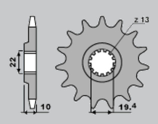 Zębatka przednia 435 13 suzuki rm 250 '89-'08, drz 400, dr 350 (jtf432.13)