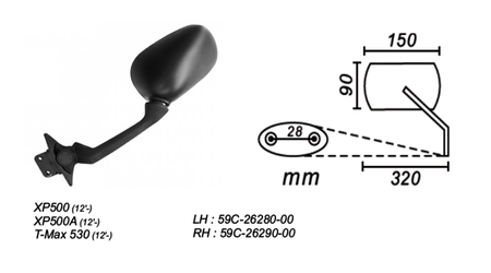 Lusterko lewe yamahaxp500/t-max 530 2012-… power force