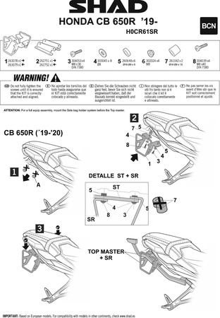 Stelaż sakwy bocznej SR Shad do Honda CB650R