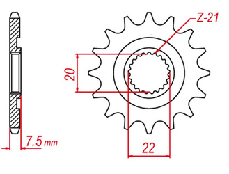 Zębatka przednia 2120 14 honda cr 125r '04-'07 (+1) , crf 250r '04-'17 (+1), crf 250x '04-'17 (jtf1323.14)