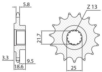 Zębatka przednia 2119 14 kawasaki z 750 '04-'12, z 800 '13-'16 (jtf1538.14) (łańc. 520) (211914jt)