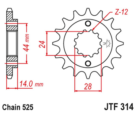 Zębatka przednia 348 17 honda xrv 750 '90-'03 (+1) (jtf314.17)* (łańc. 525)