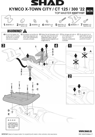 Stelaż kufra tył Shad do Kymco X-Town 125 300 City