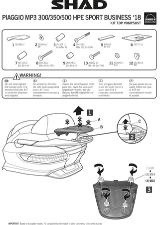 Stelaż kufra tylnego Shad do Piaggio MP3 350 500 HPE S