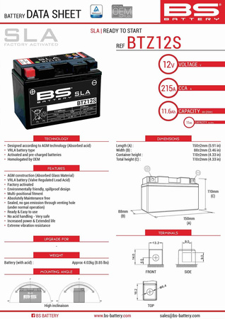 Bs akumulator btz12s (fa) (ytz12s) 12v 11ah 150x86x110 bezobsługowy - zalany (210a) (4)