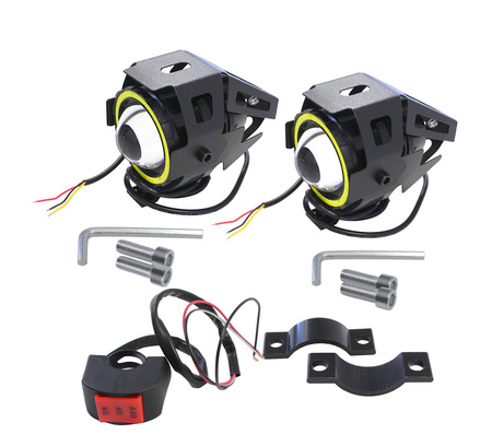 Halogeny Led Z Ringiem Uniwersalne Z Przełącznikiem Komplet 2szt.