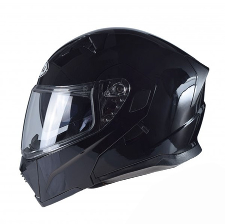 Kask motocyklowy szczękowy z blendą czarny
