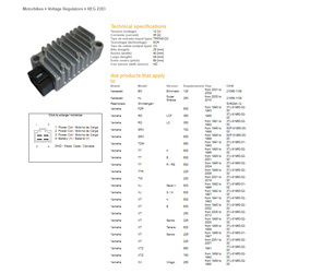 Dze regulator napięcia yamaha tdm 850 '91-92, tt 600 '93-04, xj 600 '92-97, xt 600 '90-02, xt 600z '86-89, xtz 750 '89-92, xv 250 '89-92, (35a) (3tj-81960-01-00) (3tj-81960-02-00) (esr080)
