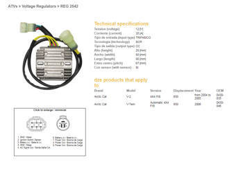 Dze regulator napięcia arctic cat 650 '04-'06 (oem-0430-035, 0430-046) 12v35a