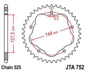 Zębatka tylna 4320 42 aluminiowa ducati 848/916/996/1000/1100 (potrzebny adapter jta750b) (432042jta) (łańc. 525) kolor czarny