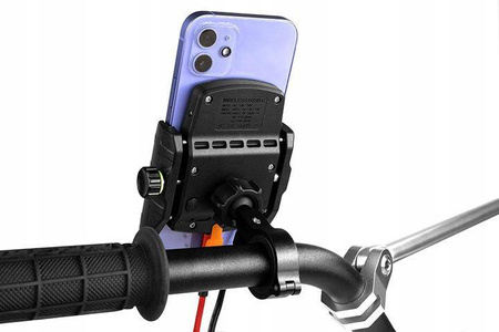 Uchwyt motocyklowy z ładowarką indukcyjną usb-c, quick charge na telefon montowany na kierownicę lub lusterko typ: r9w-pd metal wireless-pd