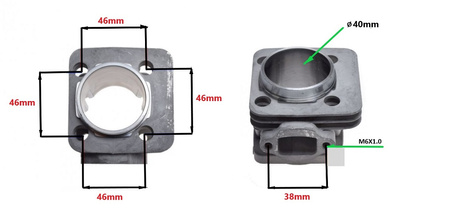 CYLINDER ŻELIWNY Z GŁOWICĄ POWER FORCE POCKET BIKE 44 MM 2T