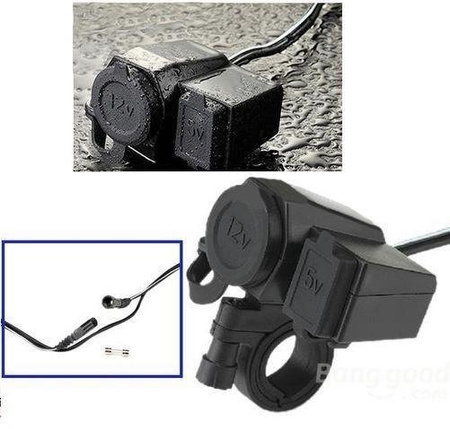 GNIAZDO ZAPALNICZKI 12V Z USB UCHWYTEM NA KIEROWNICĘ