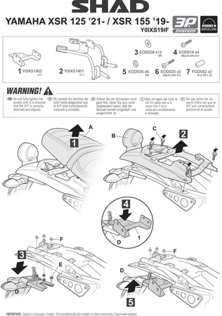 Stelaż do kufrów bocznych Shad 3P do Yamaha XSR 125