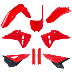 KOMPLET PLASTIKÓW (FULL KIT) HONDA CRF 250R '22-'24; CRF 450R '21-'24 (RESTYLINA MODEL 2025) W ZESTAWIE TABLICA PRZEDNIA (8670700001) I OSŁONY AMORTYZARORÓW (8351900003) KOLOR CZERWONY OEM