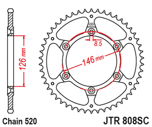 Zebatka napędzana jt jtr808.50sc