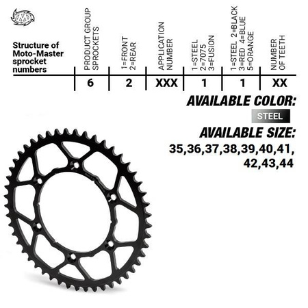 Zębatka tylna stalowa ultralight 4644 42 (464442)  ktm sx 50/sx 50 mini '14- , sx-e5 e-bike '19-, gasgas mc 50 mc-e e-bike 21-, husqvarna tc