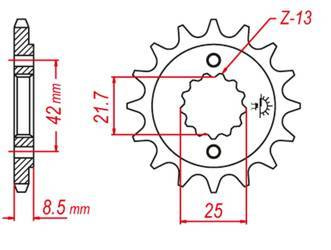 Zębatka przednia 525 16 kawaski gpz 500s '87-'05, kle 500 '91-'96 (jtf512.16)