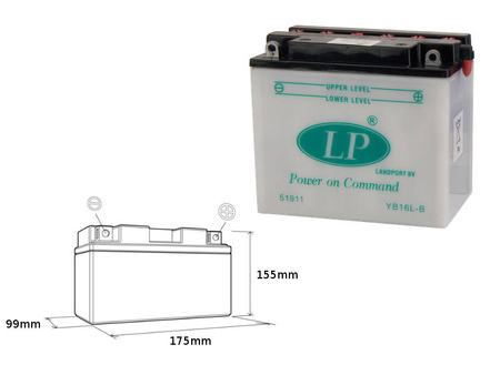 Landport akumulator yb16l-b 12v 19ah 175x101x155 (kawasaki gpz 1100 81-85) obsługowy - bez elektrolitu - wycofany z oferty