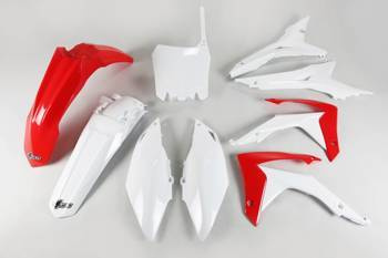 Komplet plastików honda crf 250r '14-17, crf 450r '13-16 z pokrywą filtra powietrza kolor oem (czerwony/biały)