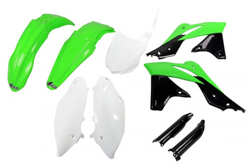 Komplet Plastików (Full Kit) Z Osłonami Teleskopów (Amortyzatorów) Kawasaki Kxf 250 '13-'16 Kolor Oem'16 (Zielony/Biały/Czarny)(Ka221e999a)