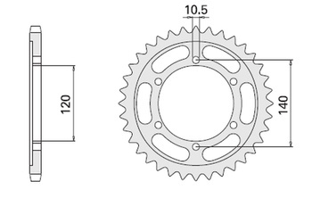 Zębatka tylna 498 38 (499-38) (jtr499.38)  suzuki gsxr 750/1300 tl 1000r/s ,kawasaki vn 800 vulcan, zzr 600