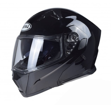 Kask motocyklowy szczękowy z blendą czarny