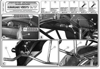 stelaż kufrów bocznych monokey kawasaki versys 650 (06-09) - również pod kufry monokey retro-fit k-venture alu oraz k'mission alu