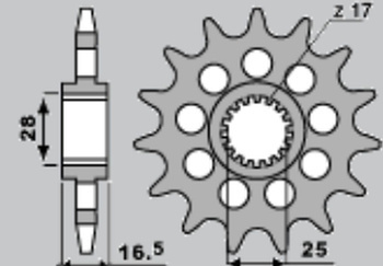 Zębatka przednia 2147 17 ktm 950/990/1190 '06-'13 (jtf1904.17)