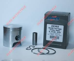 Vertex tłok malossi (piaggio, gilera) (47,80mm=+0,80) sworzeń 12mm (pierścienie 52712004780 x 2)