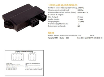 Dze moduł zapłonu cdi yamaha yfm350 raptor 04-12 (oem-5yt-85540-00)