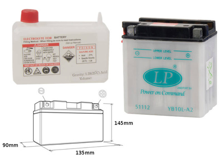 Landport akumulator yb10l-a2 12v 11ah 136x91x146 (gb10la2) obsługowy - elektrolit osobno (4) ue2019/1148