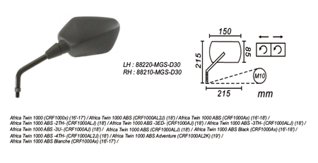 Lusterko Lewe Honda Africa Twin 1000 2016-19 Power Force